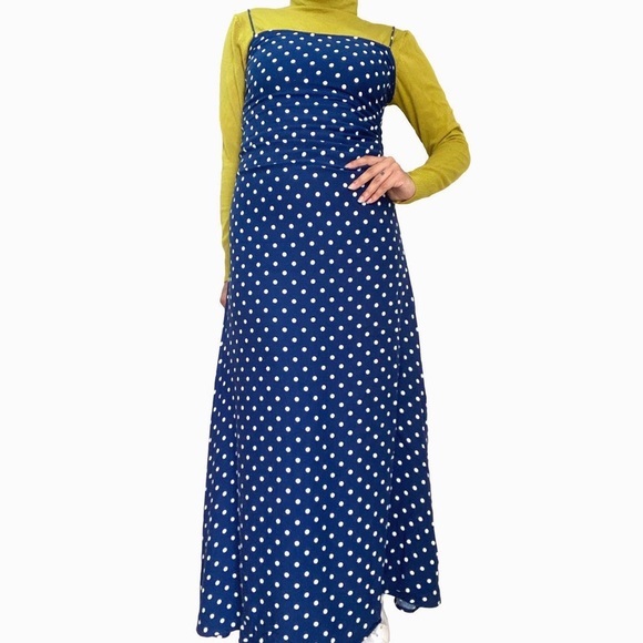 Navy polka dot maxi dress - Picture 1 of 4